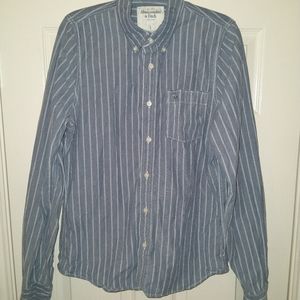Abercrombie & Fitch Muscle Striped Long Sleeve Button Down Shirt Men's sz Large.